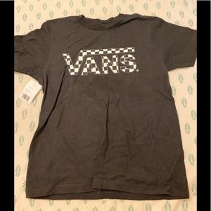 girls medium black checkered vans shirt